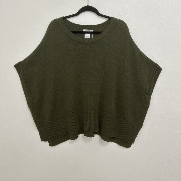 Chicos L/XL Green Pullover Kimono Short Sleeve Knit Sweater Poncho Career Casual - Picture 3 of 11